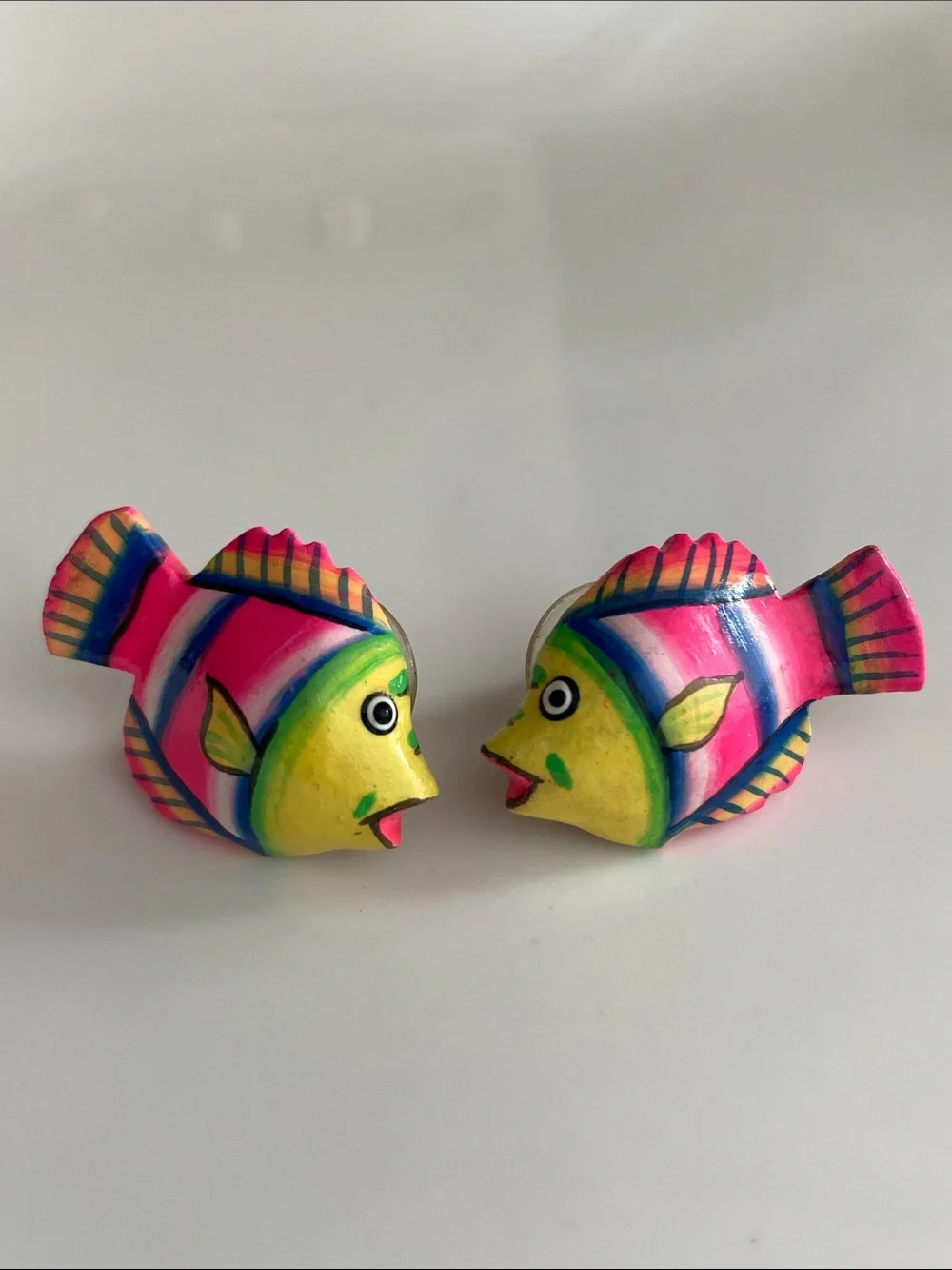 Hand-Painted Yellow & Pink Fish Earrings